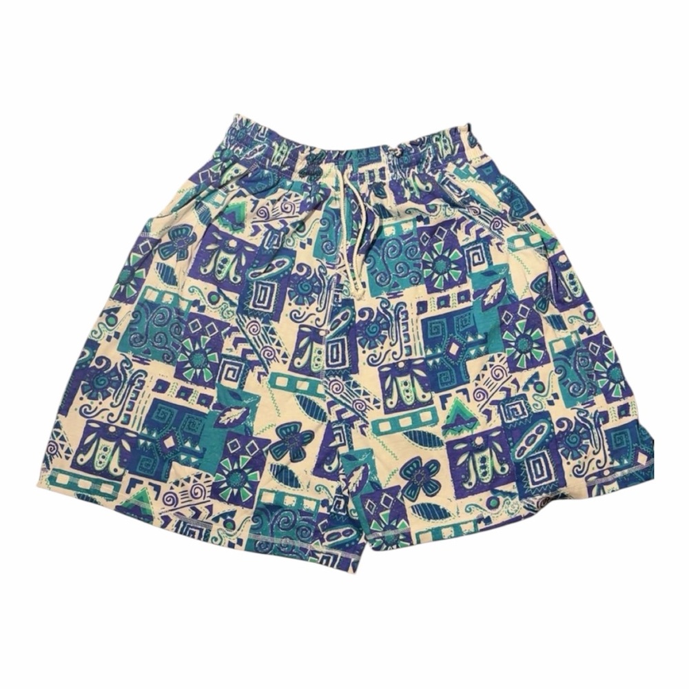 Unbranded Women's Blue & Teal Patterned Athletic Shorts